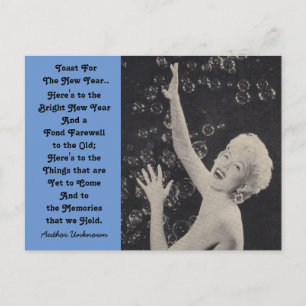 Fun New Year's Toast Party Girl champagne bubbles Holiday Postcard