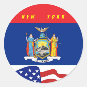 Fun New York Flag w/ Stares Stripes Classic Round Sticker