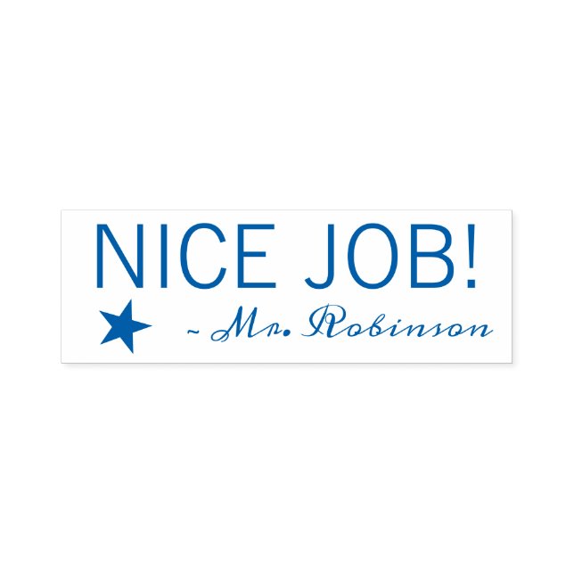 Fun "NICE JOB!" + Tutor Name Rubber Stamp (Design)