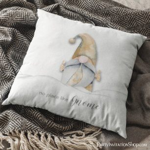Fun No Place Like Gnome Christmas Holiday Cushion