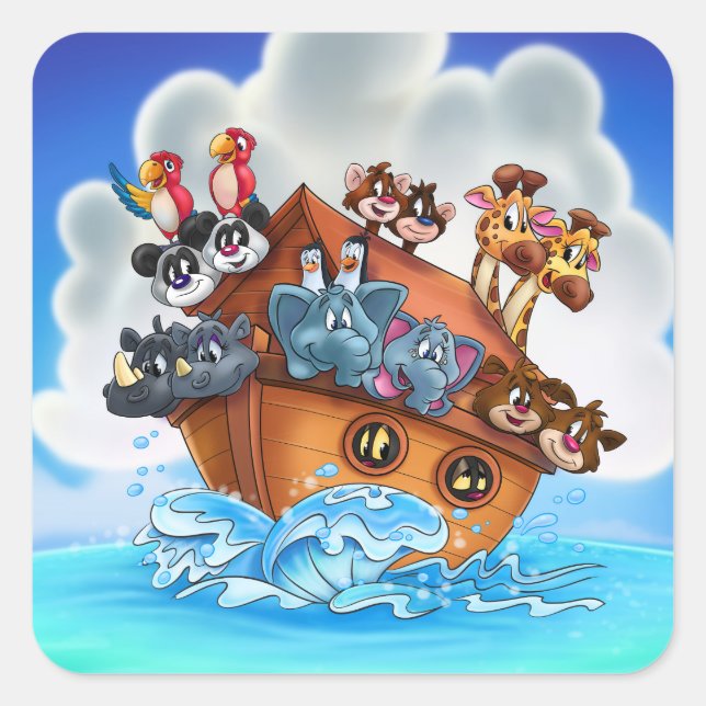 Fun Noah's Ark cartoon stickers for kids (Front)