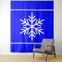 Fun Nordic White Snowflake Stripes On Bright Blue