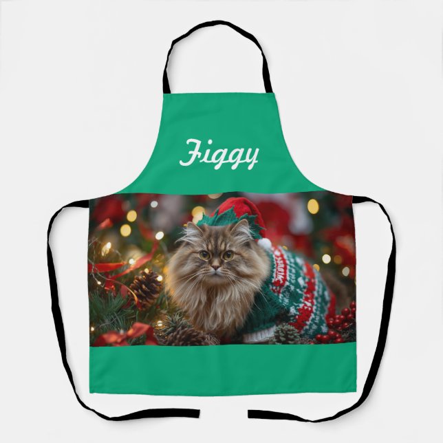 Fun Norwegian Forest Cat Christmas Personalised   Apron (Front)