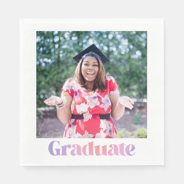 Fun Nostalgic Photo Pastel Retro Graduation Party  Napkin (Front)