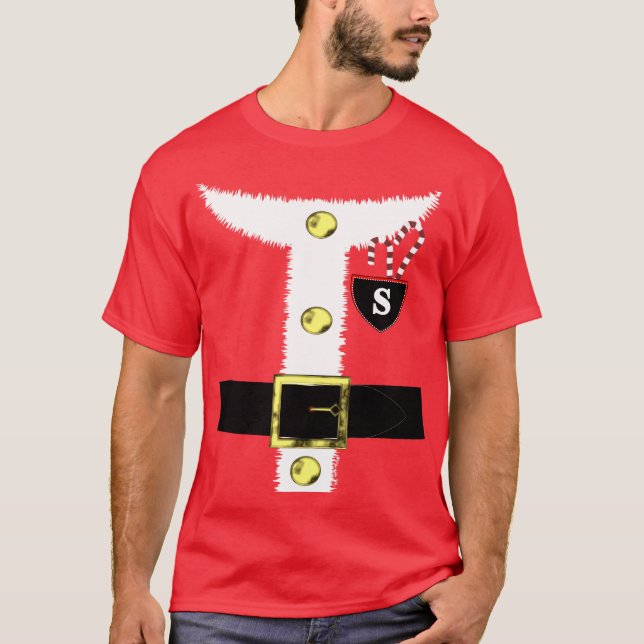 Fun Novelty Christmas Santa Claus Costume Graphic T-Shirt (Front)