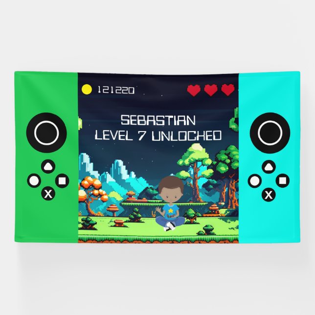Fun Novelty Computer Game Birthday Party Banner (Horizontal)