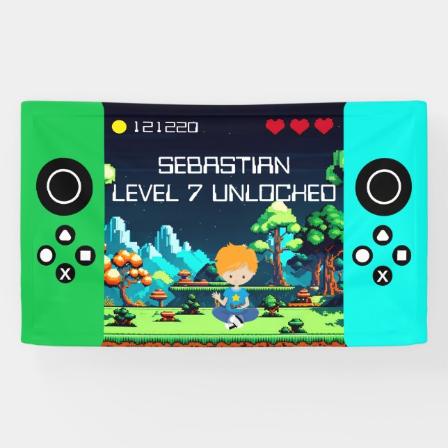 Fun Novelty Computer Game Birthday Party Banner (Horizontal)