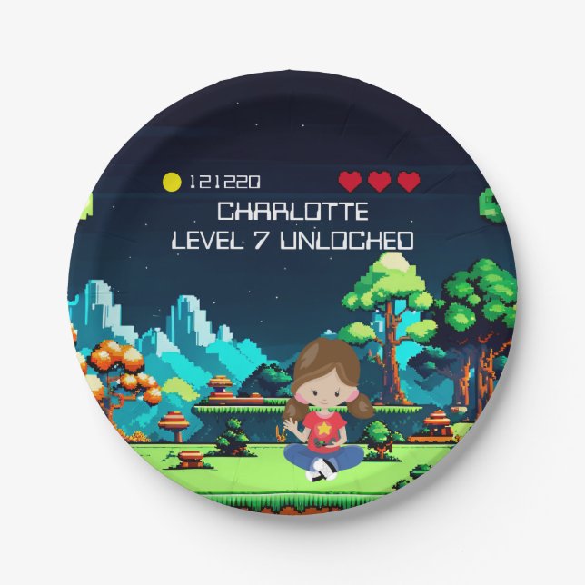 Fun Novelty Computer Game Birthday Party Paper Plate (Front)