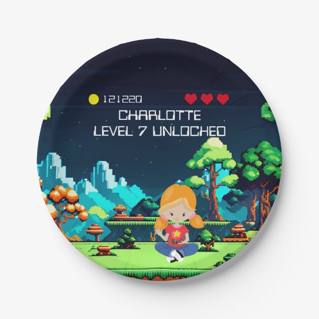 Fun Novelty Computer Game Birthday Party Paper Plate (Front)