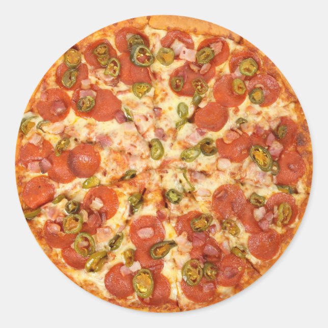 Fun Novelty Cool Food Pizza Theme Kitchen Classic Round Sticker (Front)