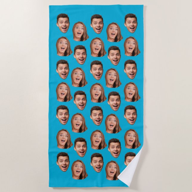Fun Novelty Face Photo Custom Wedding Groom Humour Beach Towel (Front)