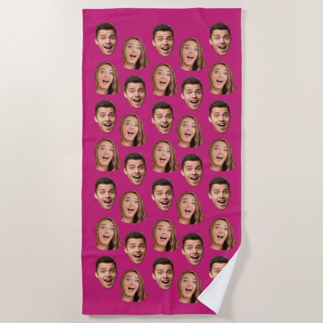 Fun Novelty Face Photo Custom Wedding Groom Humour Beach Towel (Front)