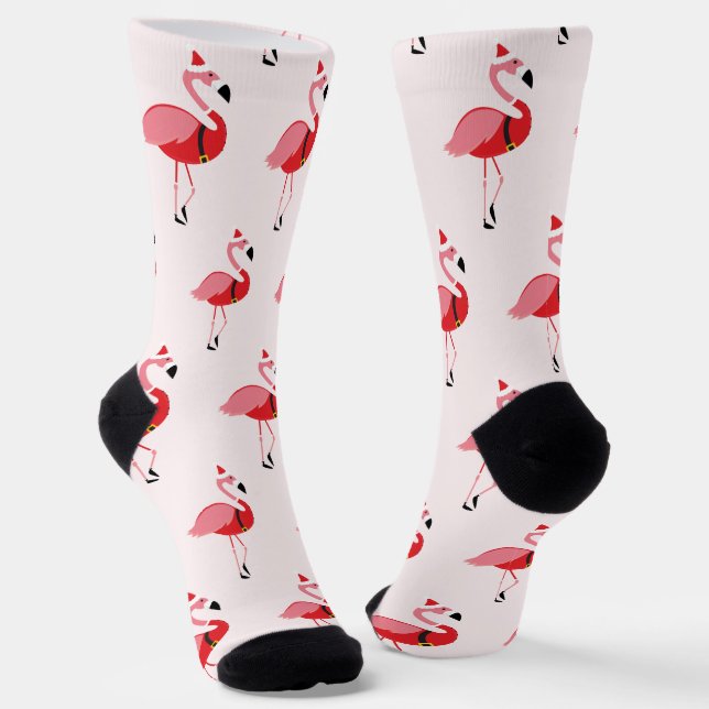 Fun Novelty Flamingo Santa Animal Socks (Angled)
