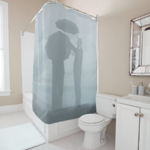 Fun Novelty Foggy Umbrella Grey Art Shower Curtain