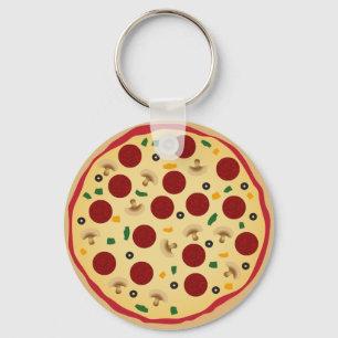 Fun Novelty Pepperoni and Veggie Pizza Key Ring