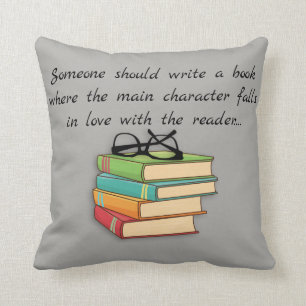 Fun Novelty Reading Books Geek Falls In Love Cushion