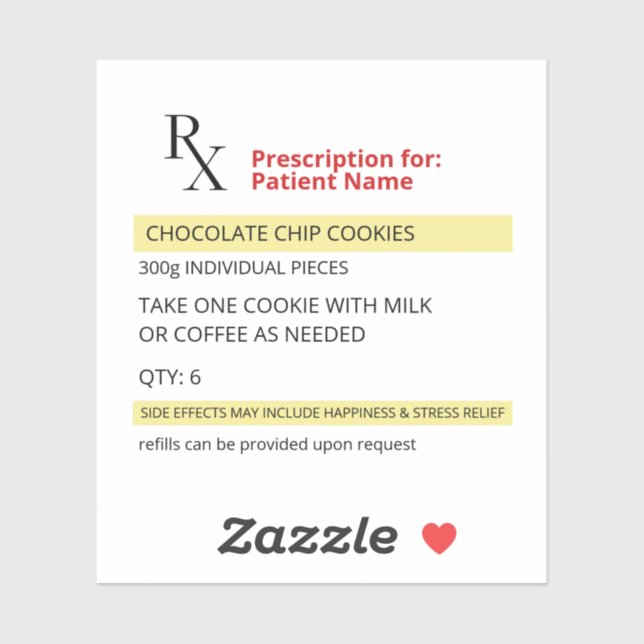 Fun Novelty Rx Prescription Label Sticker (Sheet)
