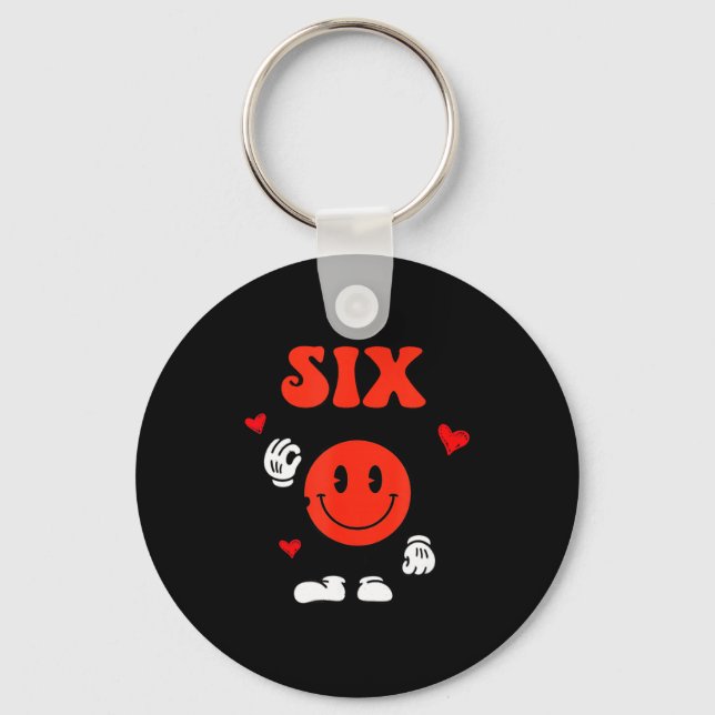 Fun Number 6 Funny 67 Meme Six Seven 6 7 Valentine Key Ring (Front)