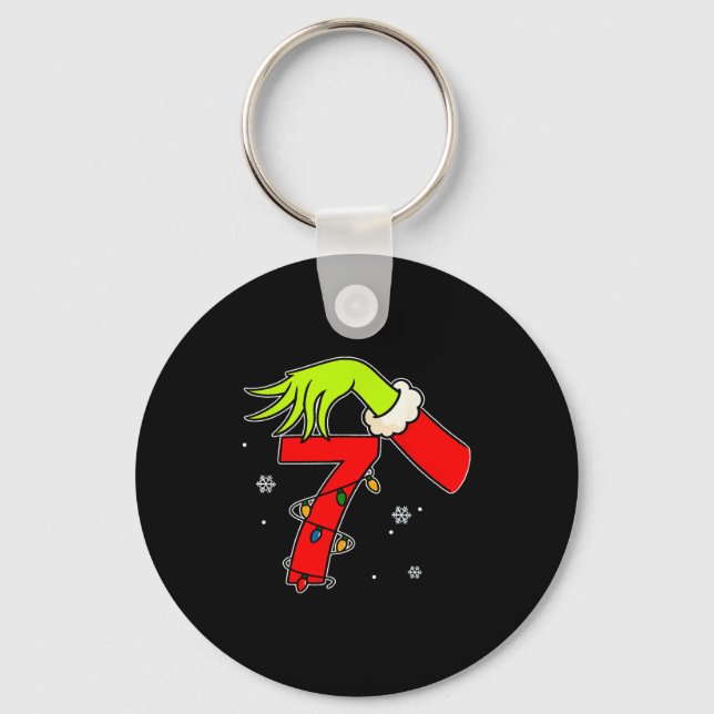 Fun Number 7 Christmas 67 Six Seven Meme Xmas Men  Key Ring (Front)