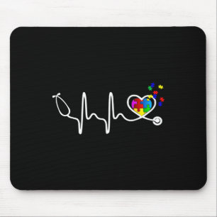 Fun Nurse Autism Puzzle Stethoscope Heart 1  Mouse Mat