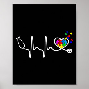 Fun Nurse Autism Puzzle Stethoscope Heart 1  Poster