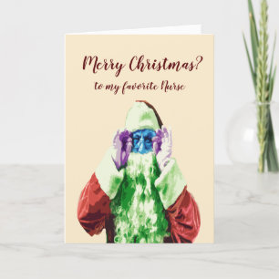 Fun Nurse  Christmas Wishes Santa Claus Holiday Card