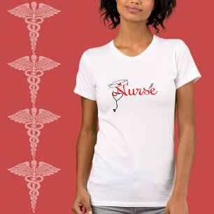 Fun Nurse graphic tee for RN BSN graduate RED