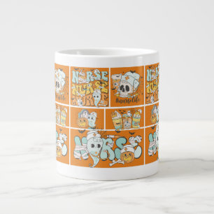 Fun Nurse Halloween Orange Tile Basic Dark T-Shirt Large Coffee Mug