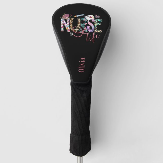 Fun Nurse Life Retro Typography Personalised    Golf Head Cover (Front)