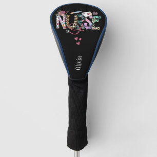 Fun Nurses Retro Typography Personalised  Golf Head Cover