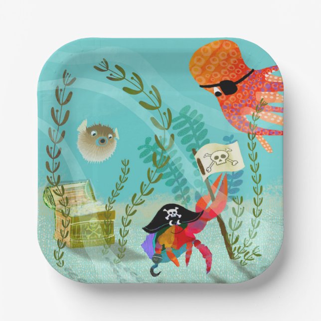 Fun Ocean Friends Kids Party Paper Plate (Front)