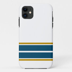 Fun Ocean Teal Bottom Edge Racing Stripes On White iPhone 11 Case
