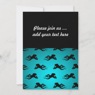 Fun Octopus Pattern on Bright Turquoise Invitation