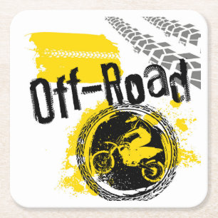 Fun Off-Road Dirt Bike Mini Poster Square Paper Coaster