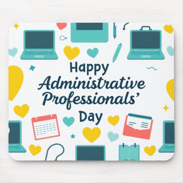 Fun Office Icons Administrative Day Pattern Mouse Mat (Front)