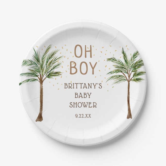 Fun Oh Boy Jungle Safari Baby Shower Paper Plate (Front)
