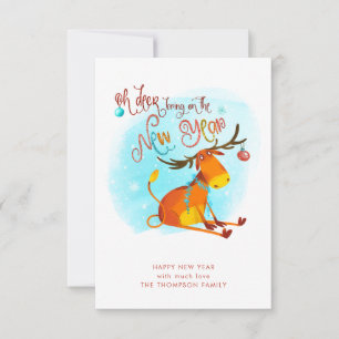 Fun Oh Deer Bring On The New Year Greetings Card