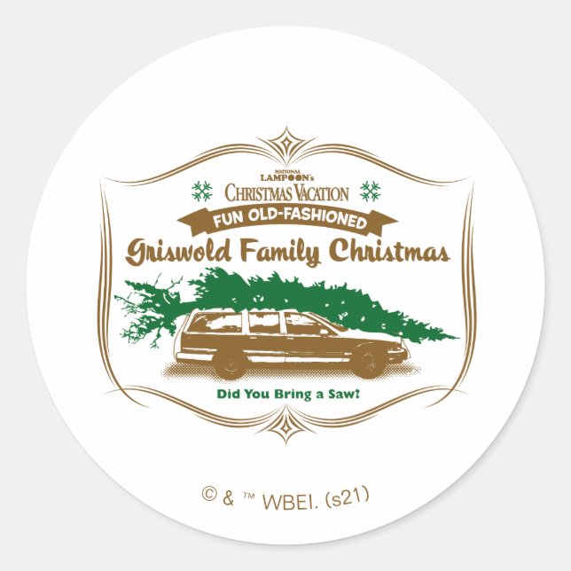 Fun Old-Fashioned Griswold Family Christmas Classic Round Sticker (Front)