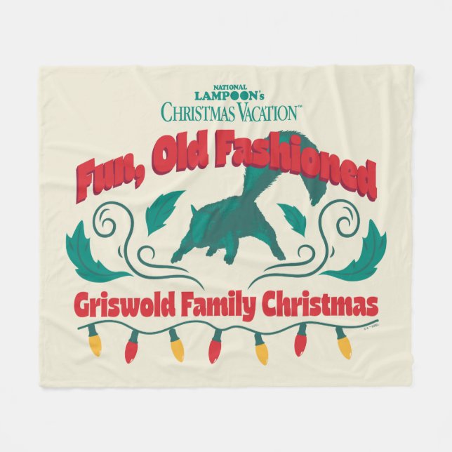Fun, Old Fashioned Griswold Family Christmas Fleece Blanket (Front (Horizontal))