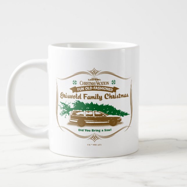 Fun Old-Fashioned Griswold Family Christmas Large Coffee Mug (Left)