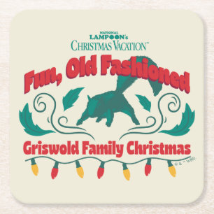 Fun, Old Fashioned Griswold Family Christmas Square Paper Coaster