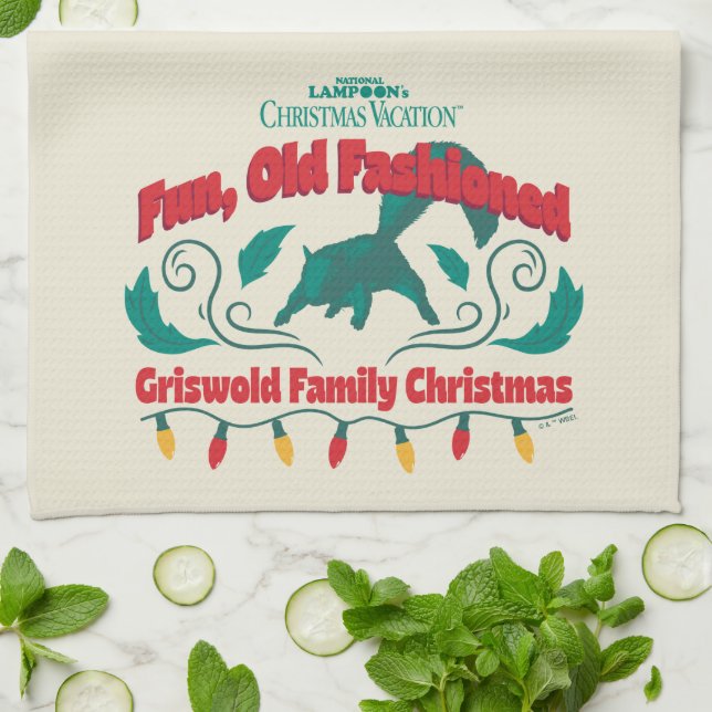 Fun, Old Fashioned Griswold Family Christmas Tea Towel (Folded)
