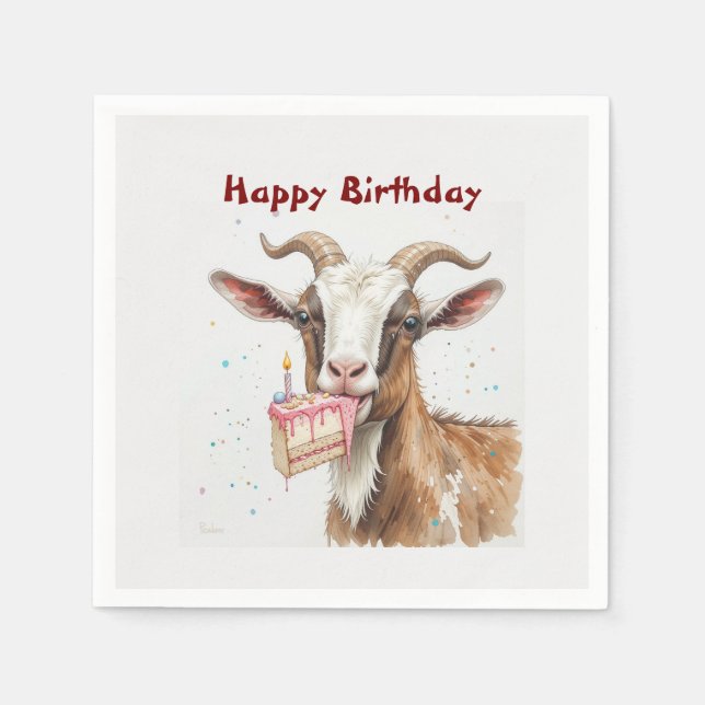  Fun Old Goat Over the Hill Birthday Napkin (Front)