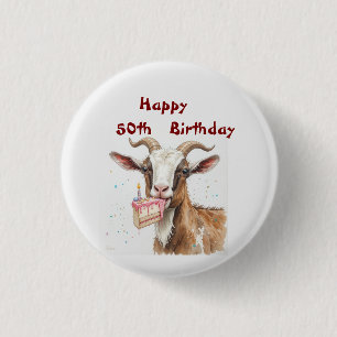 Fun Old Goat Over the Hill Custom Age Birthday 3 Cm Round Badge