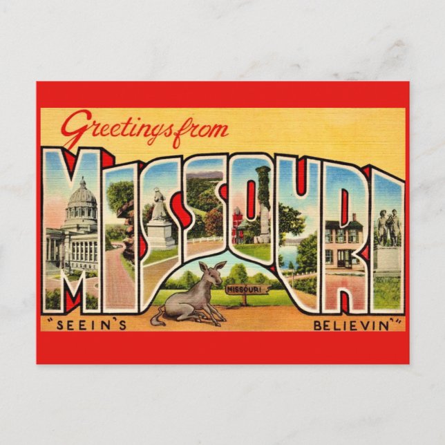 Fun Old Missouri Greeting Postcard (Front)