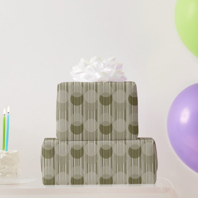 Fun Olive Green Party Tinsels and Confetti Pattern Wrapping Paper (Party Gifts)