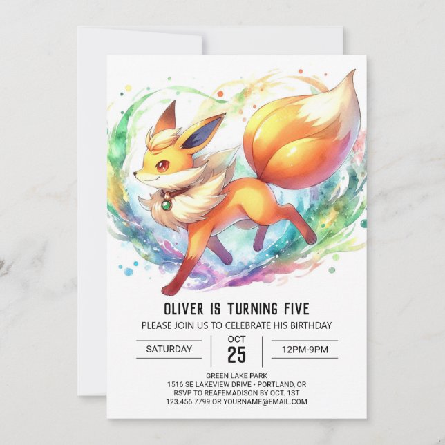 Fun Online Fox Birthday  Invitation (Front)