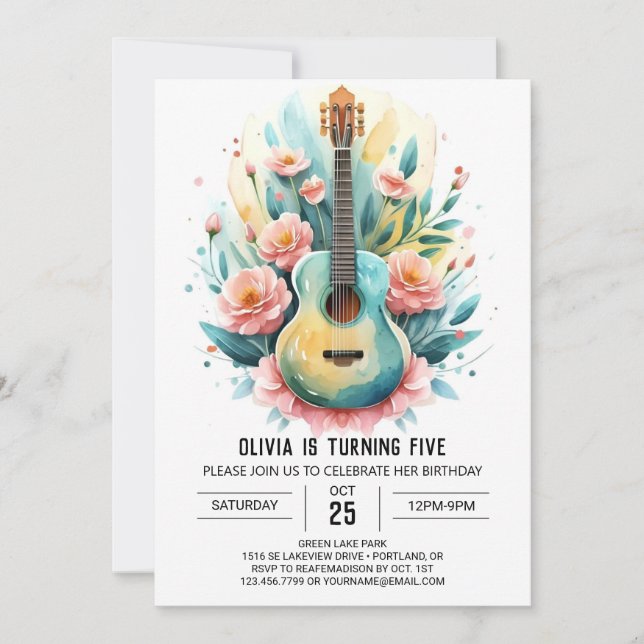 Fun Online Guitar Birthday Invitation (Front)