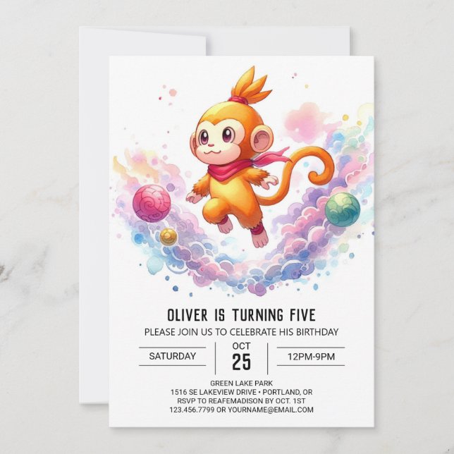 Fun Online Monkey Birthday Invitation (Front)