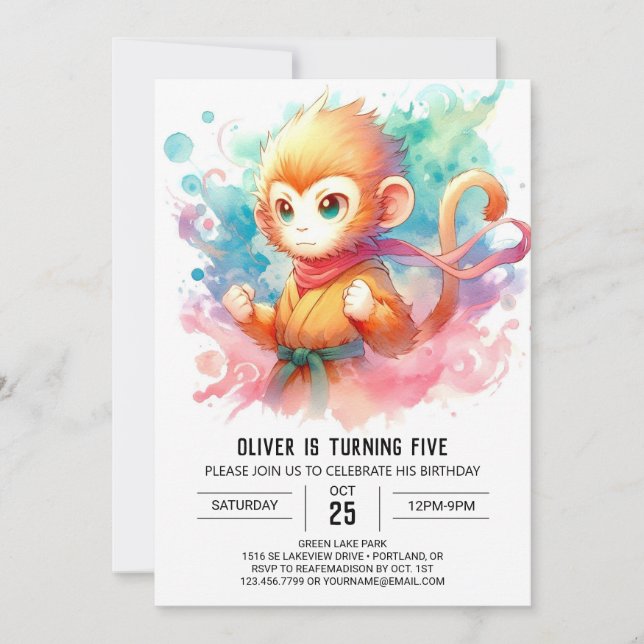 Fun Online Monkey Birthday Invitation (Front)